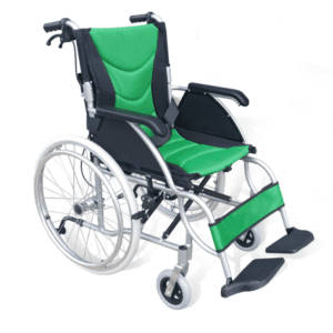 COMFORTLITE 18″ ALUMINIUM WHEELCHAIR CHAIR – GREEN OR BLUE